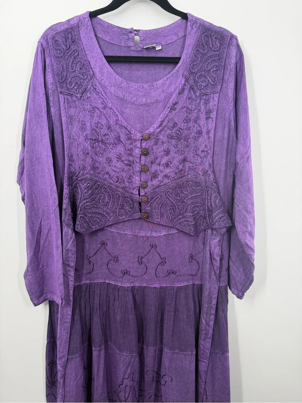 Vintage Whimsy Goth Purple Maxi Long sleeve dress - Picture 3 of 12